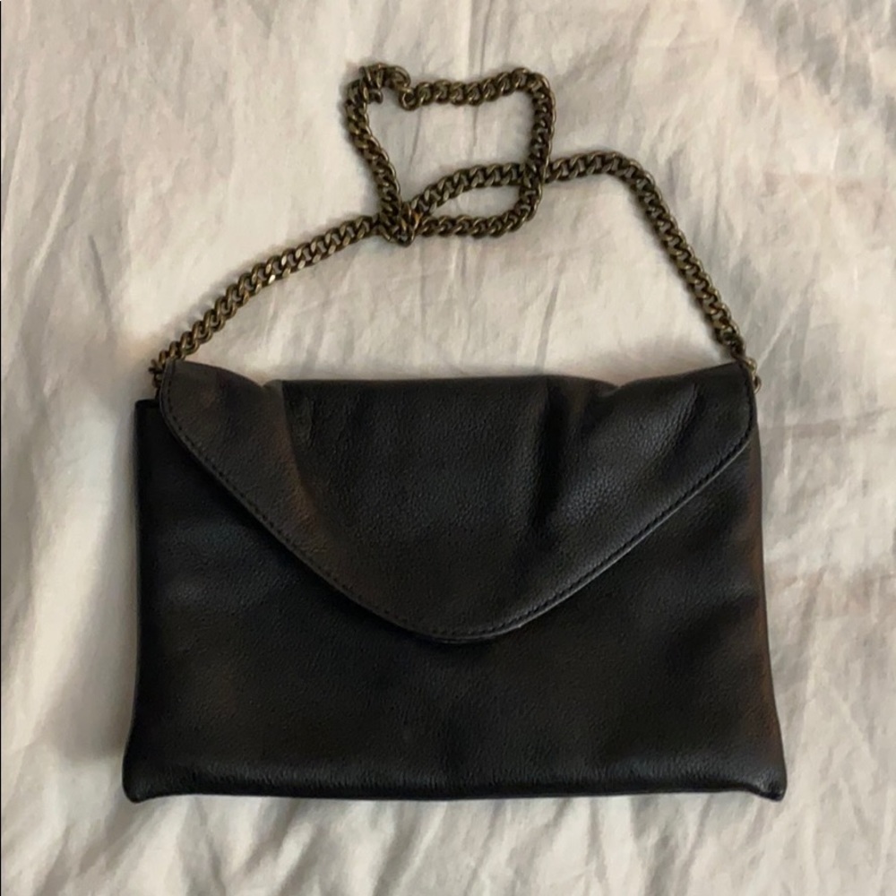 J Crew factory black leather shoulder bag